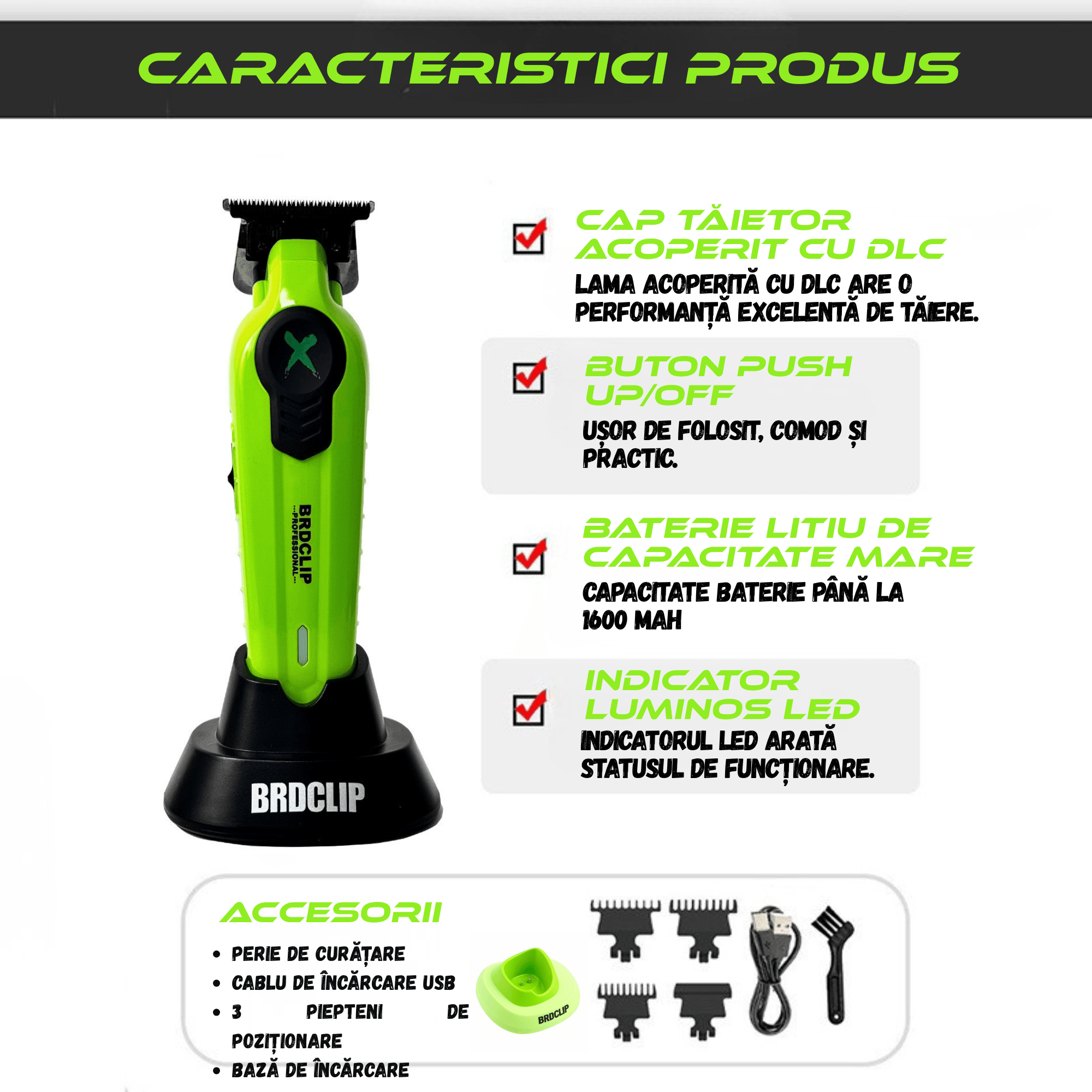 Trimmer Profesional BIRAI BRDPRO 2, Rezistenta La Apa IPX7, Motor Puternic 7700 RPM, Set Accesorii, Uz Casnic Si Salon - imagine 10